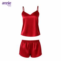 Bộ Đồ Ngủ Nữ Lụa Satin Cổ Tim annie AL 6046 Hai Dây Mặc Nhà Cao Cấp, Mềm Mại Bóng Mịn, Thoáng Mát Sang Trọng