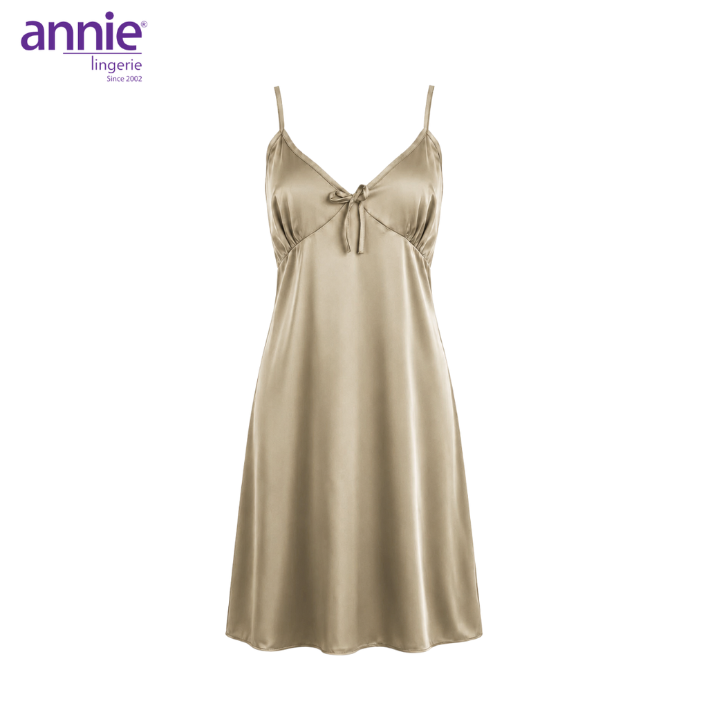 Váy Ngủ Nữ Lụa Satin Hai Dây annie AN 6055 Cổ Tim Cao Cấp, Mềm Mại Bóng Mịn, Thoáng Mát Sang Trọng