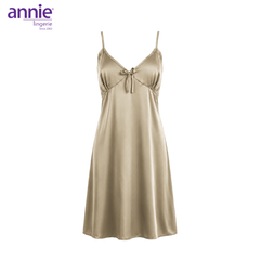 Váy Ngủ Nữ Lụa Satin Hai Dây annie AN 6055 Cổ Tim Cao Cấp, Mềm Mại Bóng Mịn, Thoáng Mát Sang Trọng