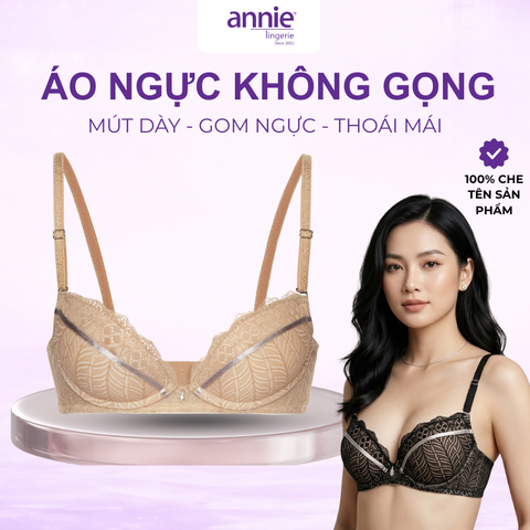 Áo ngực nữ annie lingerie ren không gọng, nâng ngực, bản to , tạo dáng ngực, thấm hút tốt mặc thoải mái mút vừa BRa 8139-48496