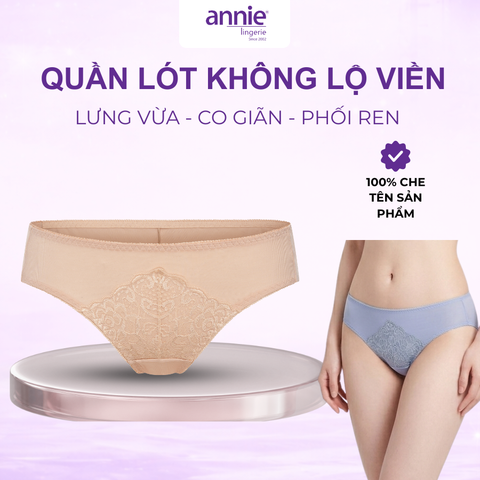 Quần lót nữ phối ren annie QE 2177 không vết hằn, co giãn 4 chiều, lưng thấp mặc thoải mái, thoáng mát cả ngày