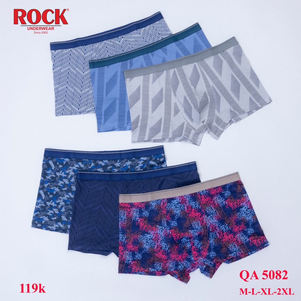 Combo 3 Quần Lót Nam Dạng Đùi Cao Cấp ROCK QA5082 Vải Cotton Co Dãn Thấm Hút