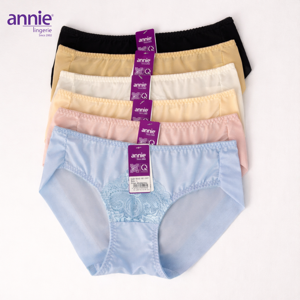 Combo 5 quần lót nữ phối ren annie QE 2177 không vết hằn,co giãn 4 chiều,lưng thấp thoải mái cả ngày