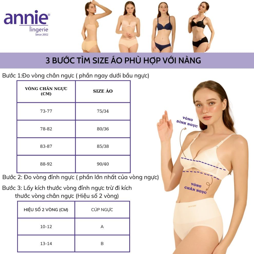 Áo ngực không gọng su đúc cao cấp annie Bra 8552 mút mỏng, mềm mịn, không viền