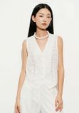  White Pattern Embroidered Gilet 