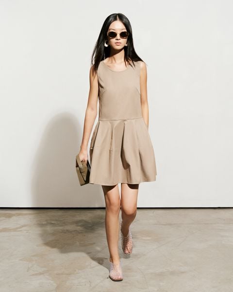  Taupe Sleeveless Mini Dress 