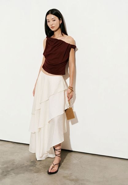  Ivory Spiral Ruffle Skirt 