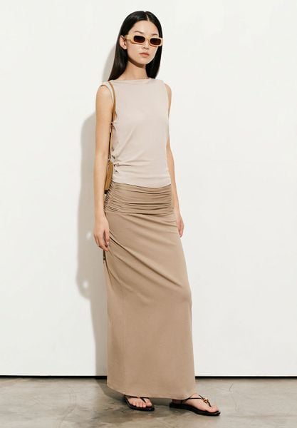  Beige Draped Back Top 