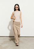  Beige Spandex Maxi Skirt 