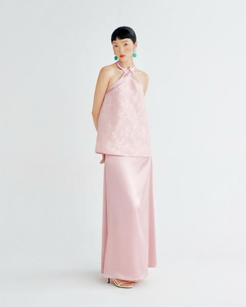 Pink Silk Maxi Skirt 