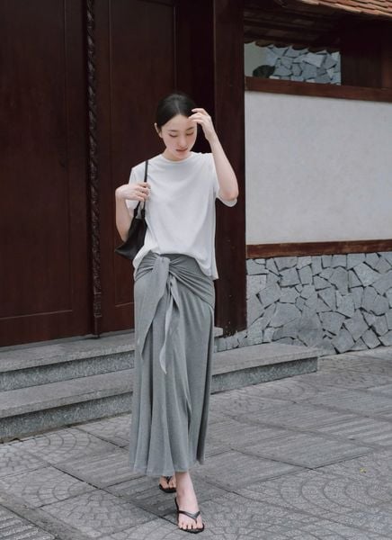  Gray Jersey Sash Skirt 