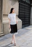  Black Lace Hem Skirt 