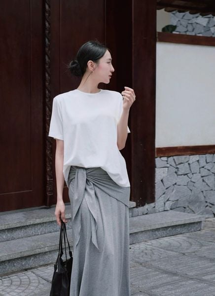  Gray Jersey Sash Skirt 