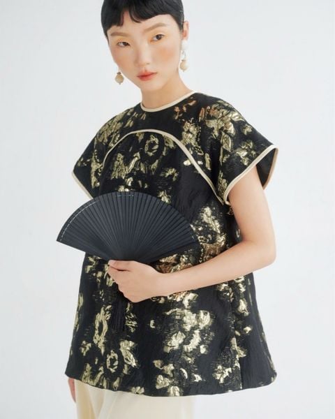 Black Brocade Top 