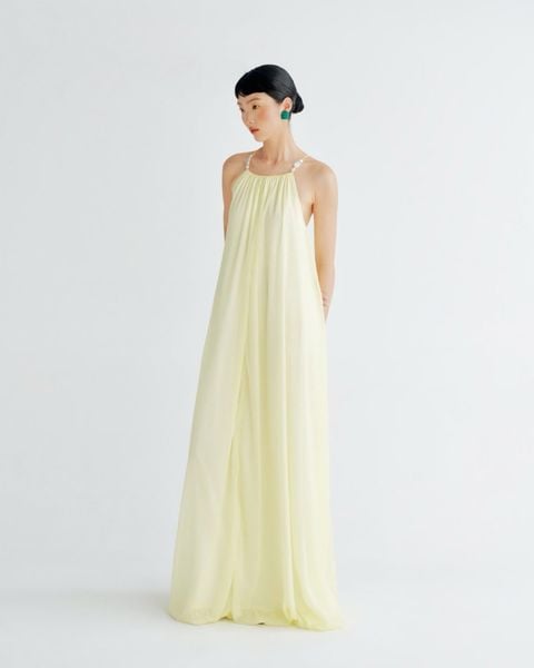  Yellow Cross-back Maxi Dress 