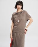  Mocha Draped Jersey Set 