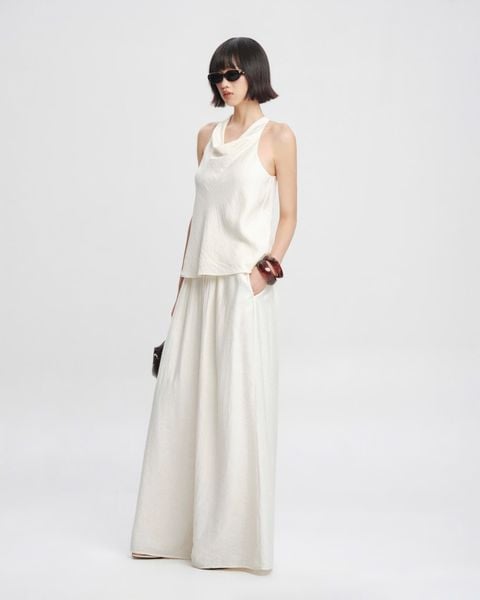  Ivory Linen Wide Leg Pants 