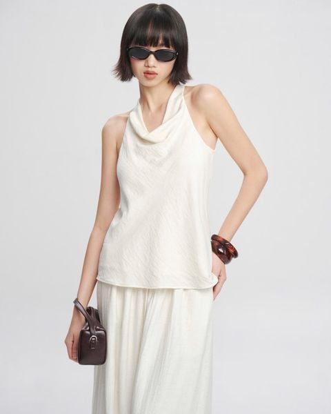  Ivory Draped Halter Top 