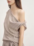  Striped Twist Detail Top 