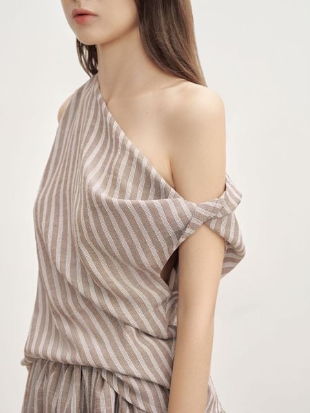  Striped Twist Detail Top 