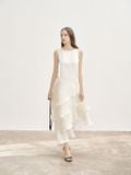  White Spriral Ruffle Dress 