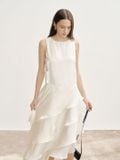  White Spriral Ruffle Dress 