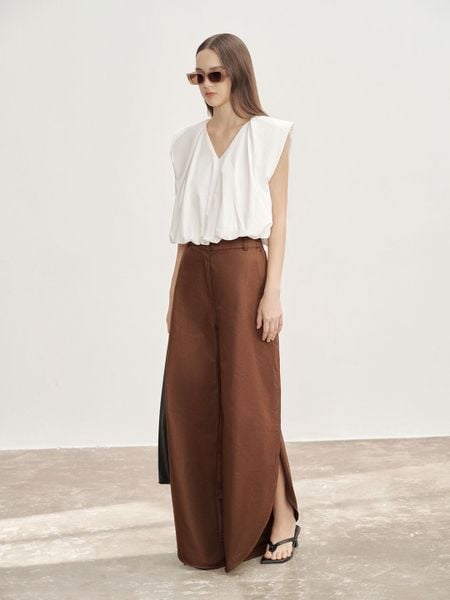  White V-neck Bubble Top 