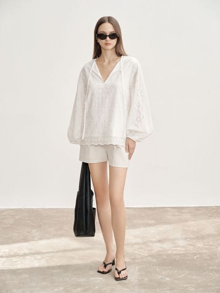  White Embroidered Tunic Top 