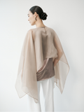  Brown Sheer Overlay Cape 