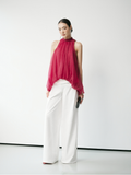  White Tailored Wide Leg Pants 