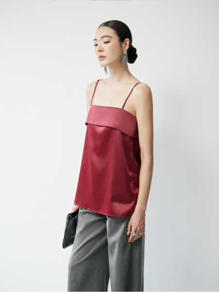  Red Fold-Over Cami Top 