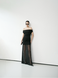  Off-Shoulder Sheer Maxi Dress 