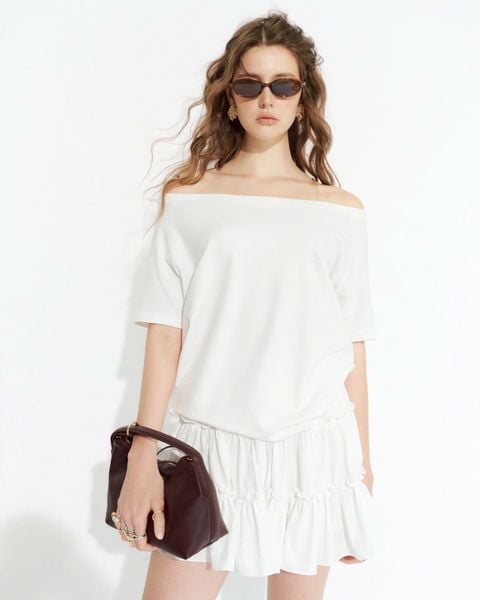  White Tiered Mini Skirt 