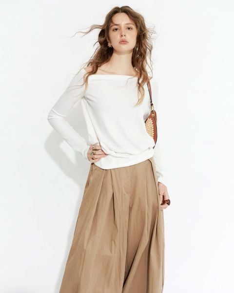  White Elastic Hem Top 