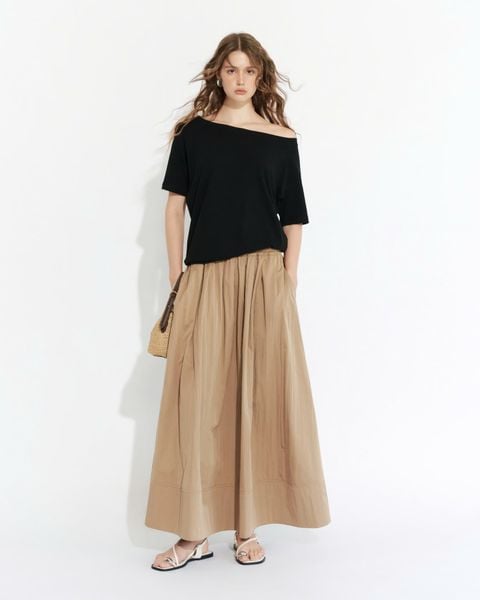  Brown Gathered A-line skirt 
