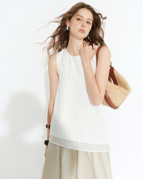  White Sleeveless Layered Top 