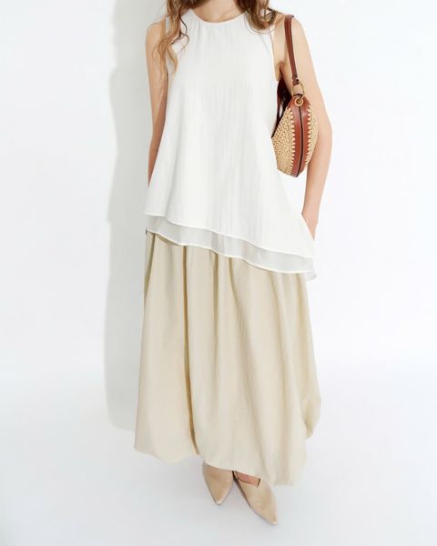  White Sleeveless Layered Top 