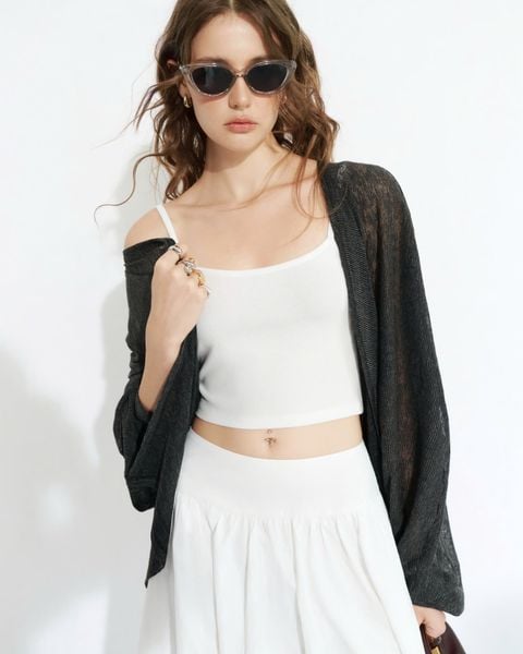  White Fitted Strap Top 