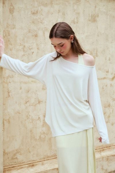  White Asymmetric Jersey Top 