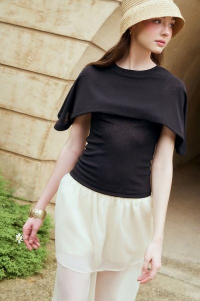  Black Cape Overlay Top 