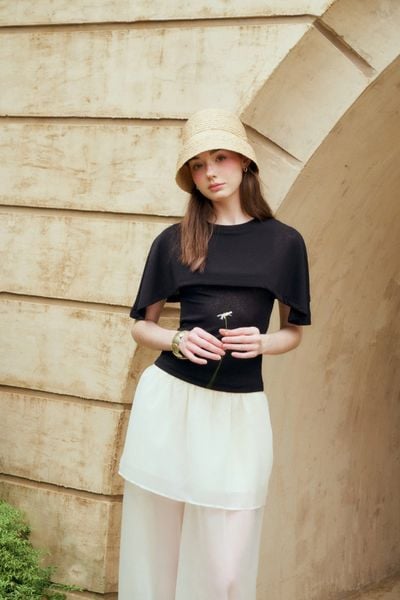  Black Cape Overlay Top 