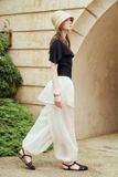  Cream Layered Balloon Pants 