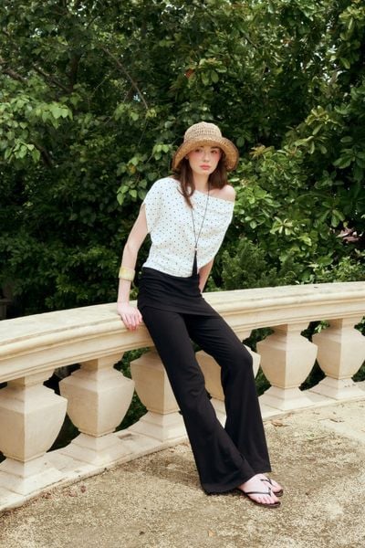  Black Stretch Flared Pants 