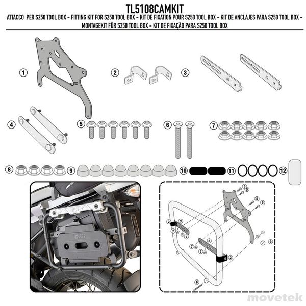 Bộ kit gắn hộp đồ nghề Givi TL5108CAMKIT