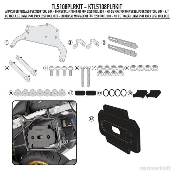 Bộ kit gắn hộp đồ nghề Givi TL5108PLRKIT