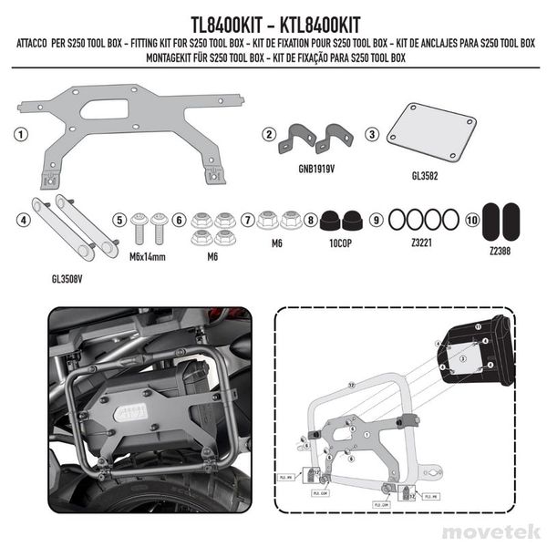 Bộ kit gắn hộp đồ nghề Givi TL8400KIT
