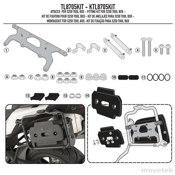 Bộ kit gắn hộp đồ nghề Givi TL8705KIT
