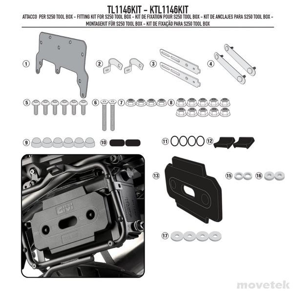 Bộ kit gắn hộp đồ nghề Givi TL1146KIT