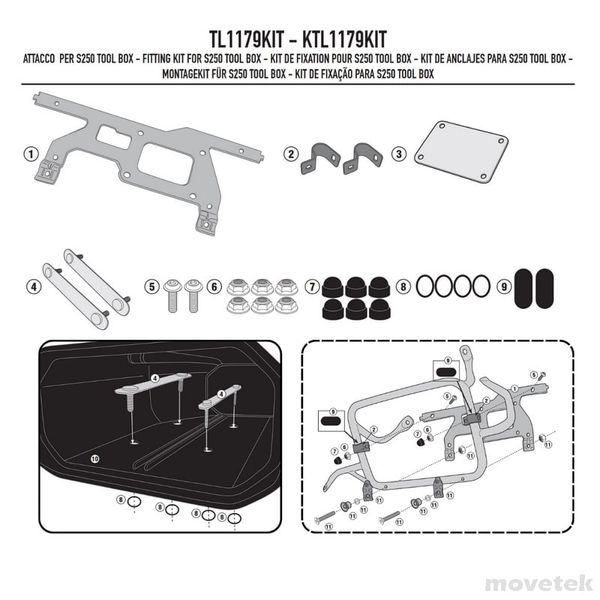 Bộ kit gắn hộp đồ nghề Givi TL1179KIT