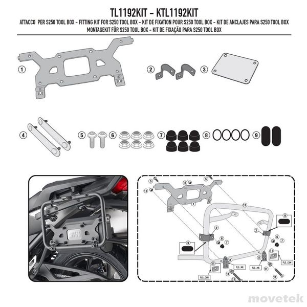 Bộ kit gắn hộp đồ nghề Givi TL1192KIT